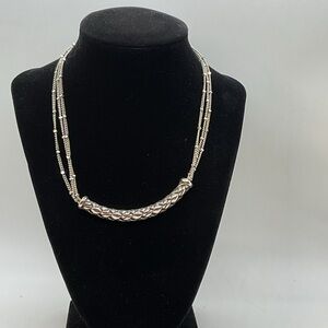 Brighton Silver Plated Woven Bar Collar Necklace